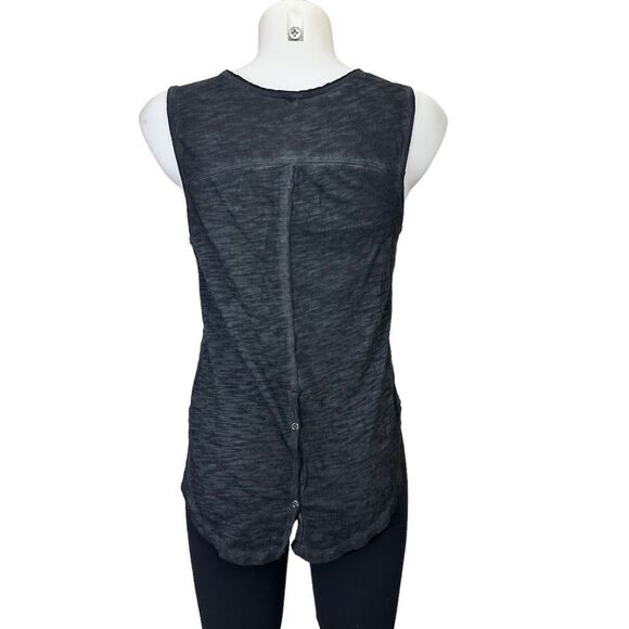 FREE PEOPLE black lace tank‎ top, crew neck buttoned back size small - Picture 4 of 9